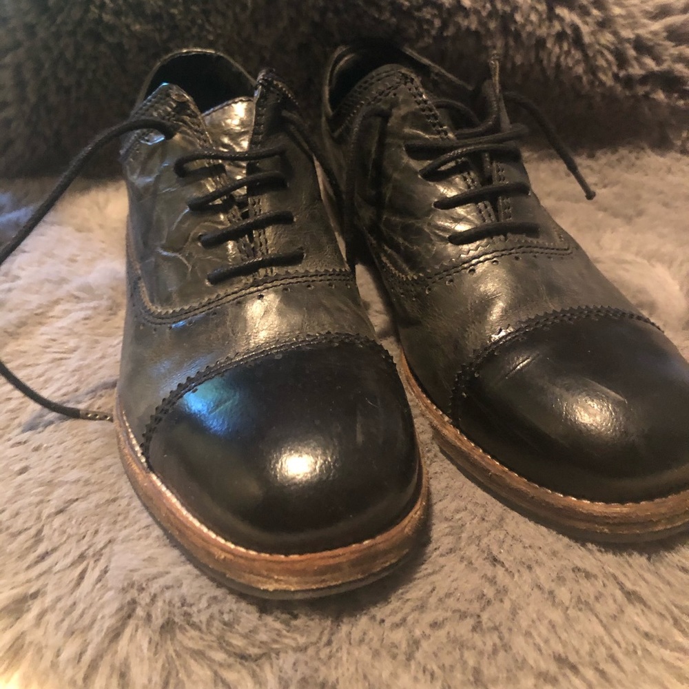 All Saints lace up leather flats